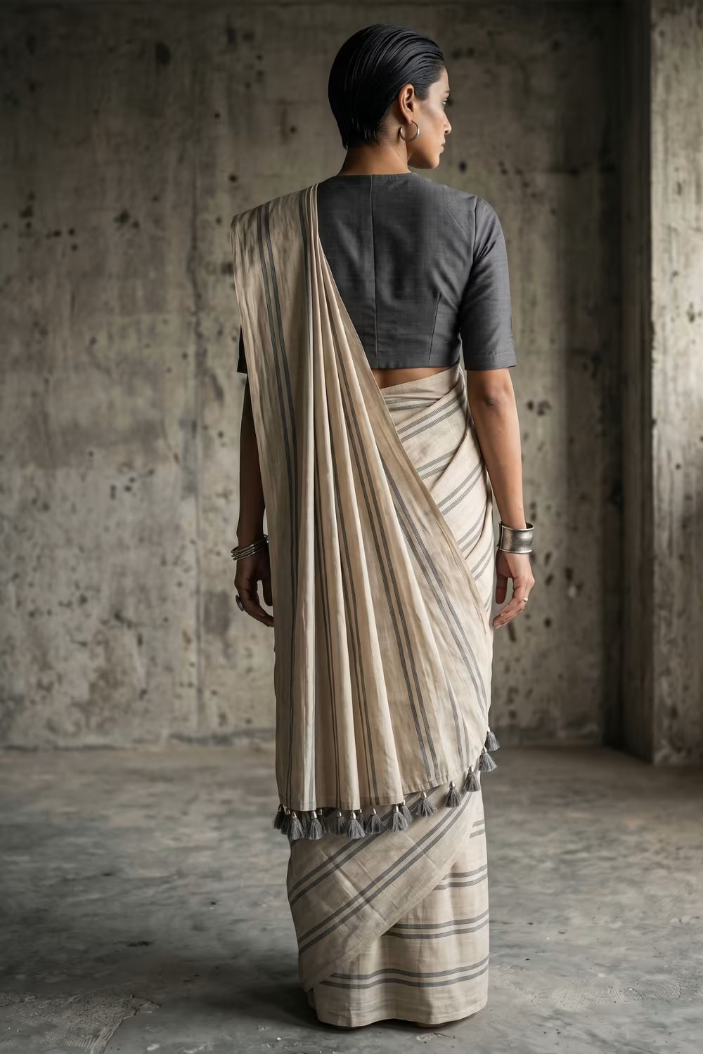 Chalk & Slate | Slub Cotton | Indidha Saree