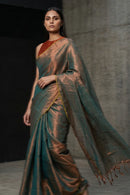 SHIMMERING TEAL | Tissue | Indidha Saree