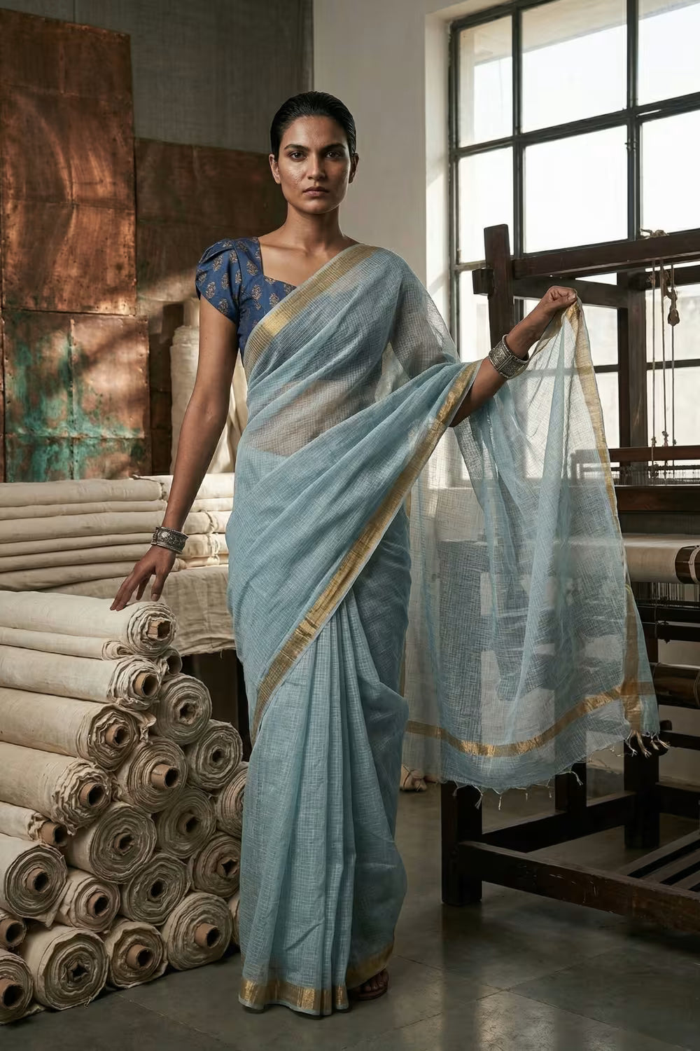 FROSTED MIST | Kota Doria | Indidha Saree