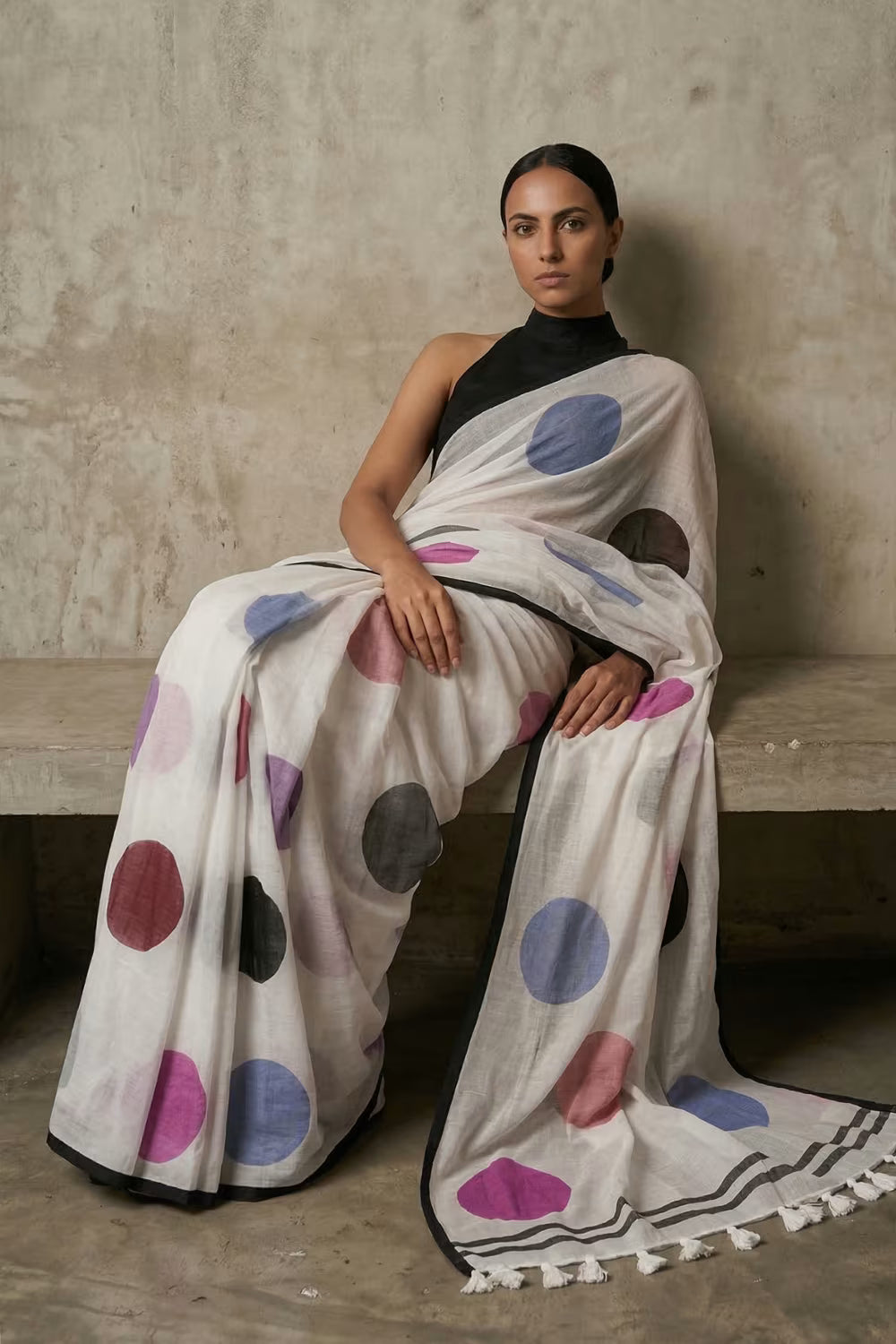 BREEZY DOTS | Mul Cotton | Indidha Saree