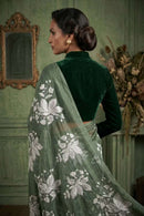 AQUA LEAF | Organza Kota Embroidery | Indidha Saree