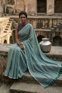 Shibui Sage | Mul Cotton | Indidha Saree