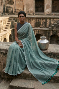 Shibui Sage | Mul Cotton | Indidha Saree