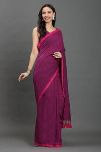 BERRY BLISS | Pure Cotton | Indidha Saree -  Vibrant Magenta Pure Cotton for Modern Elegance  This lightweight pure cotton saree blends tradition with contemporary style. Shop now for an Insta-worthy look!