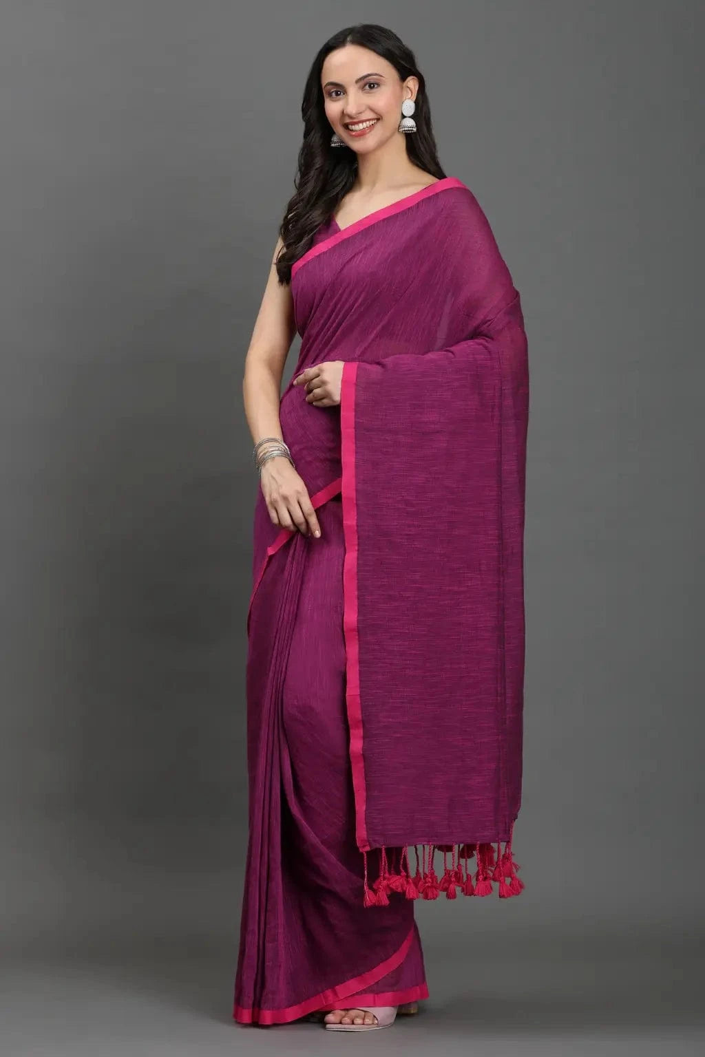 BERRY BLISS | Pure Cotton | Indidha Saree -  Vibrant Magenta Pure Cotton for Modern Elegance  This lightweight pure cotton saree blends tradition with contemporary style. Shop now for an Insta-worthy look!