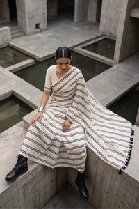 Ivory Stride | Slub Cotton | Indidha Saree