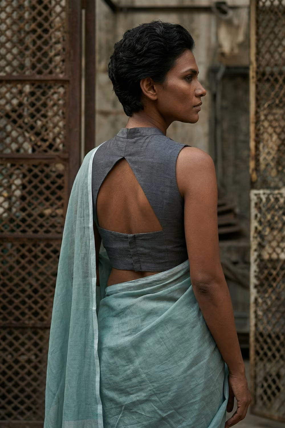 Shibui Sage | Mul Cotton | Indidha Saree