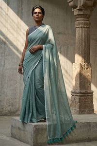Shibui Sage | Mul Cotton | Indidha Saree