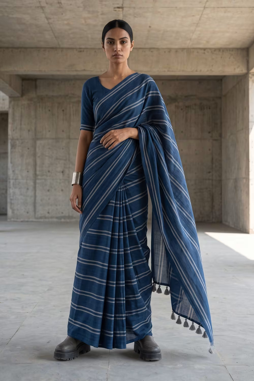 Indigo Stride | Slub Cotton | Indidha Saree