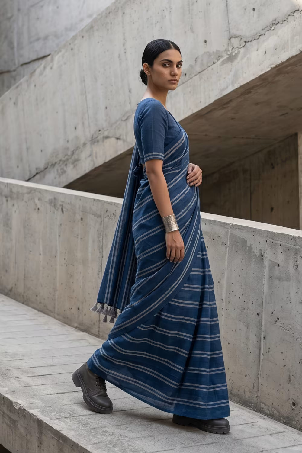 Indigo Stride | Slub Cotton | Indidha Saree
