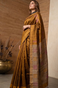 RUST SQUARE | Dupion Silk | Indidha Saree