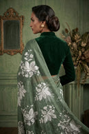 AQUA LEAF | Organza Kota Embroidery | Indidha Saree