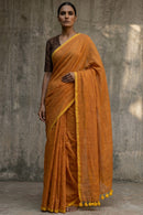 Ochre Block | Mul Cotton | Indidha Saree