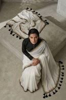 Quiet Contrast | Mul Cotton | Indidha Saree