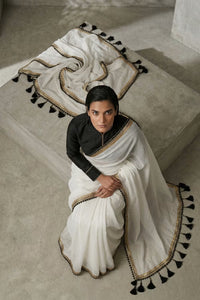 Quiet Contrast | Mul Cotton | Indidha Saree