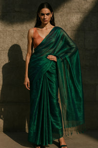 TEAL TEMPTATION | Handloom Tissue | Indidha Saree