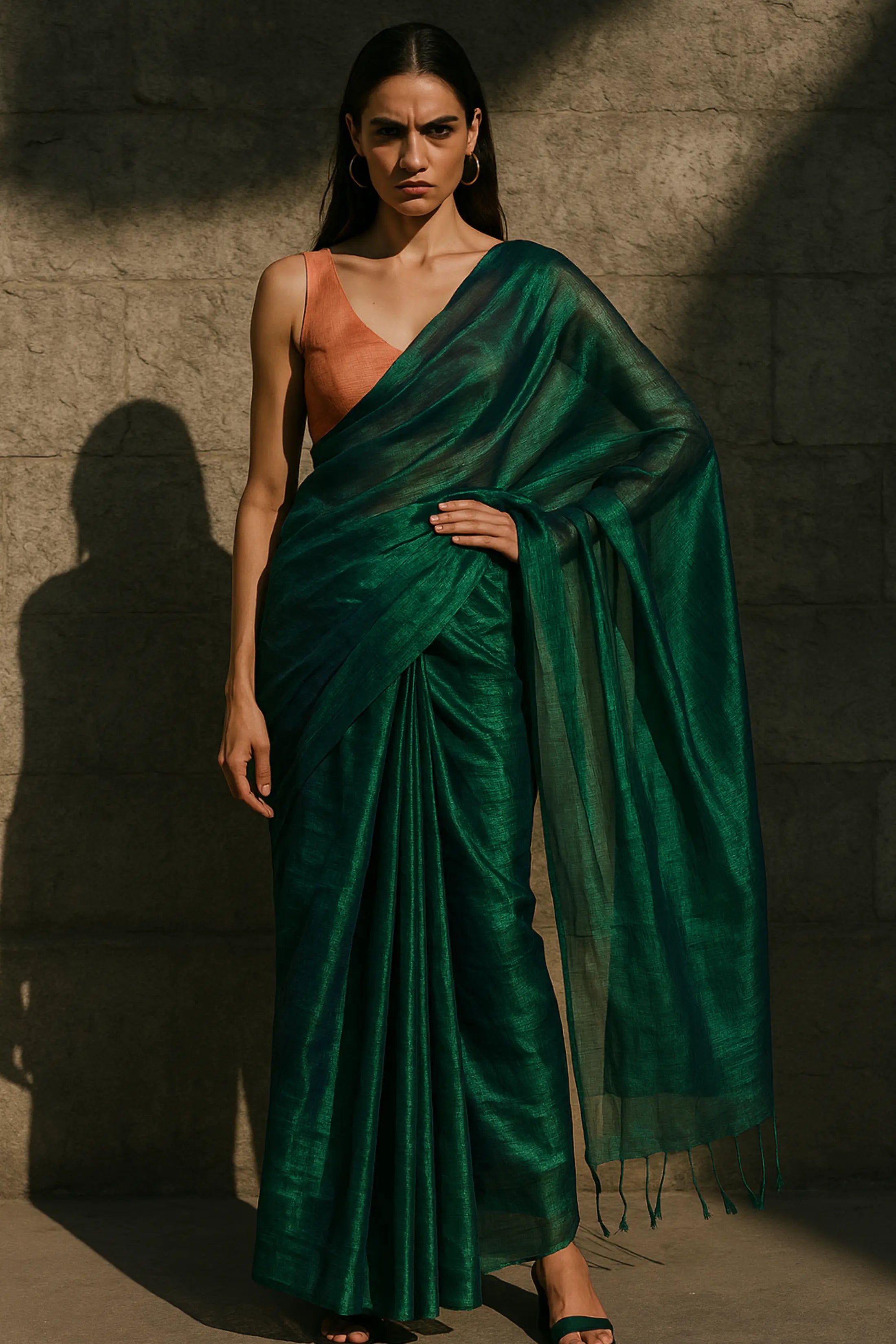TEAL TEMPTATION | Handloom Tissue | Indidha Saree