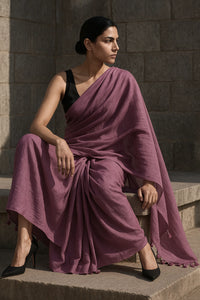 Twilight Lavender | Handloom Mul Cotton | Indidha Saree