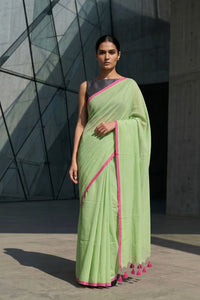 Lime Whisper | Mul Cotton | Indidha Saree