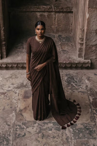Dark Espresso | Slub Cotton | Indidha Saree