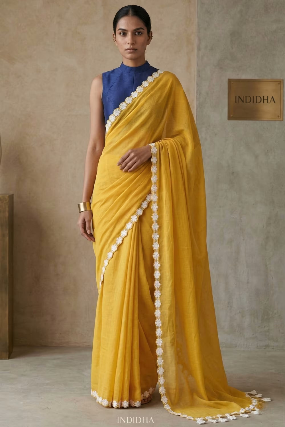CITRUS CASACADE | Mul Cotton | Indidha Saree