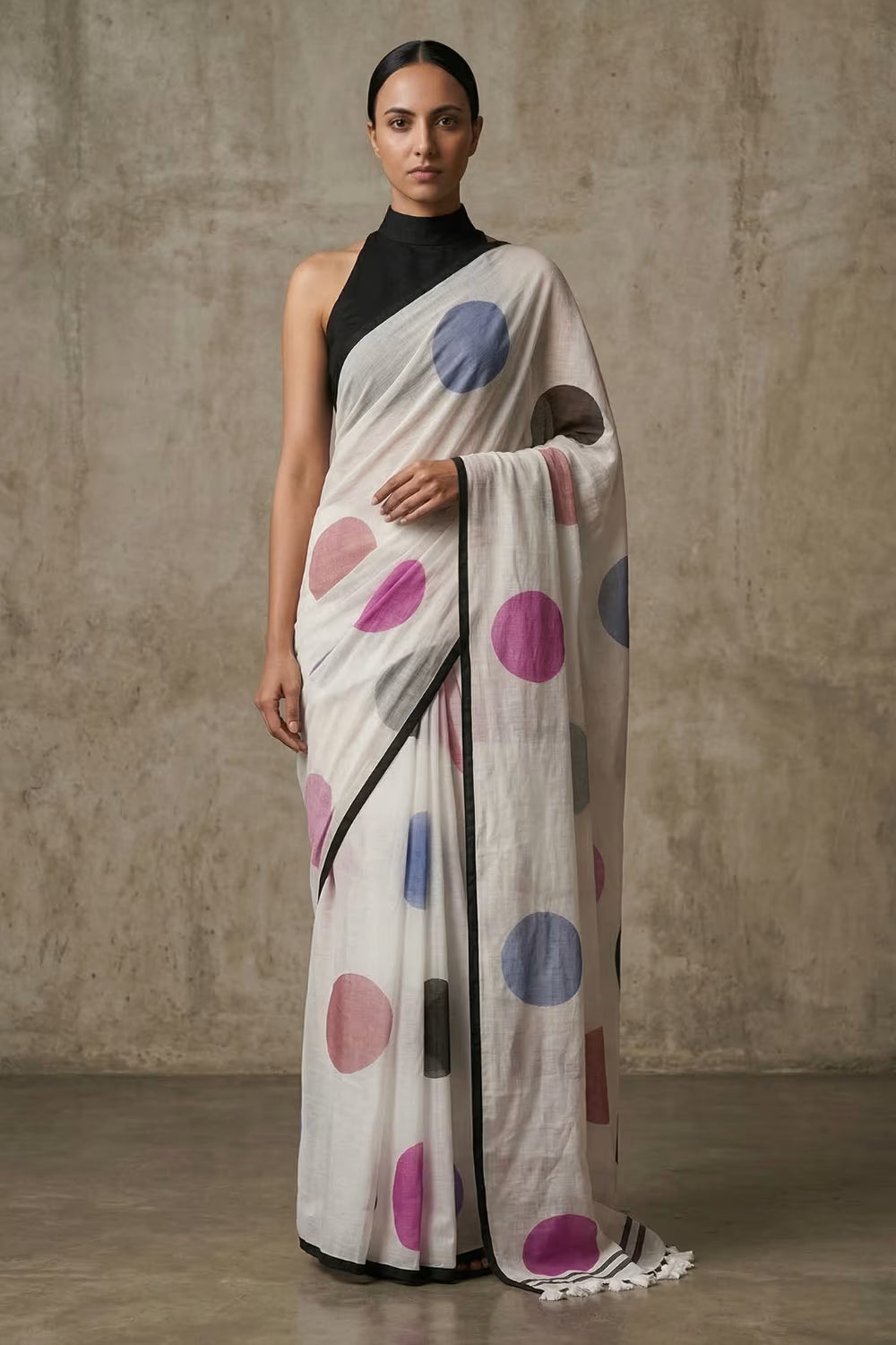 BREEZY DOTS | Mul Cotton | Indidha Saree