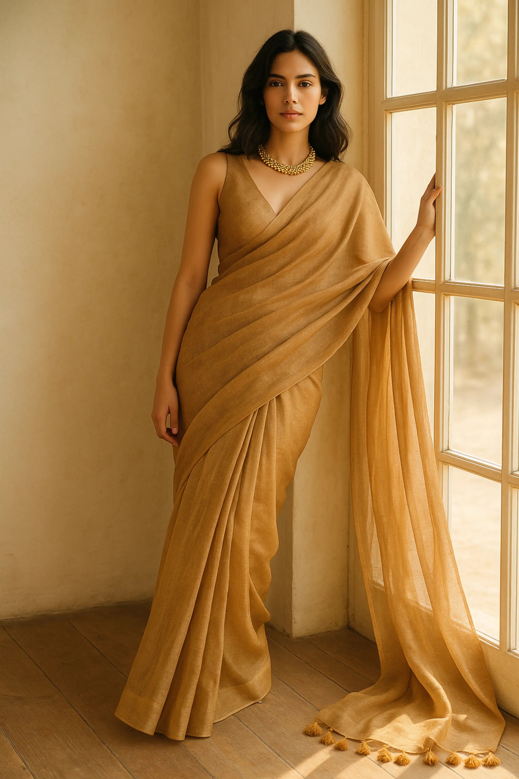 GLIDED GOLD | Linen Tissue | Indidha Saree -  Buy Glided Gold Saree online at Indidha  Shop the Glided Gold Saree at Indidha. Rich in texture and color, this saree offers a luxurious and grand look for your special events.
