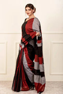 CHAUDHAVI KA CHAND | Cotton | Indidha Saree -  Chaudhavi Ka Chand – Black & Maroon Handloom Cotton Saree | Indidha  Discover the elegance of Chaudhavi Ka Chand, a handloom cotton saree in black, maroon, and grey. Lightweight, breathable, and boldly beautiful—shop now at Indidha.