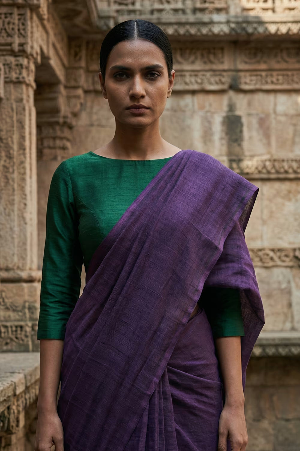 Plum Poise | Slub Cotton | Indidha Saree