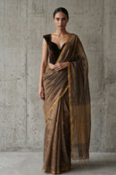 TRUCE SLATE | Handloom Linen Tissue | Indidha Saree