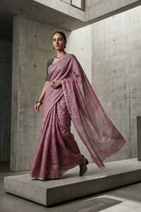ROSY | Handloom Linen Tissue | Indidha Saree