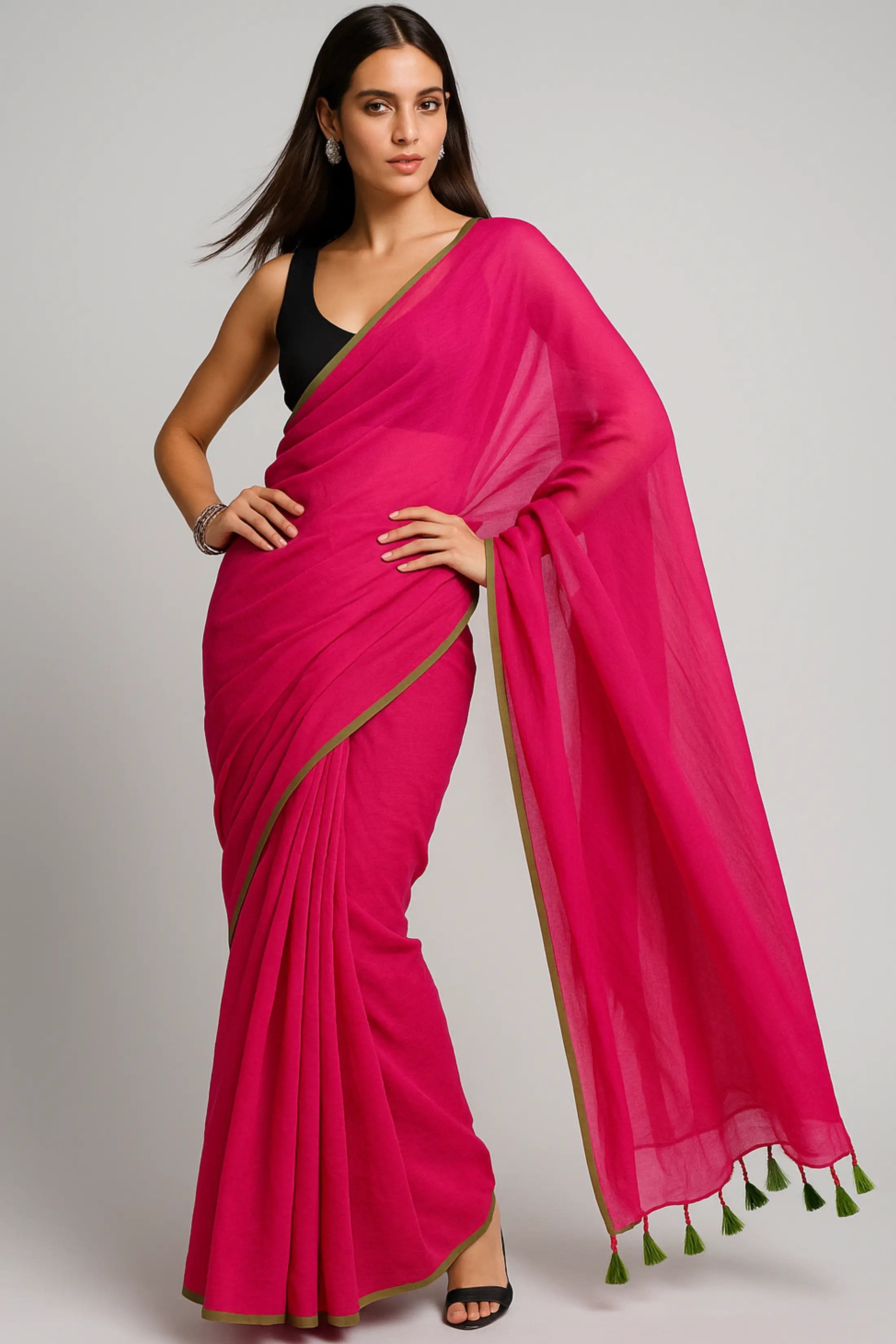 PLAYFUL PINK | Mul Cotton | Indidha Saree