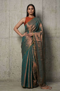 SHIMMERING TEAL | Tissue | Indidha Saree
