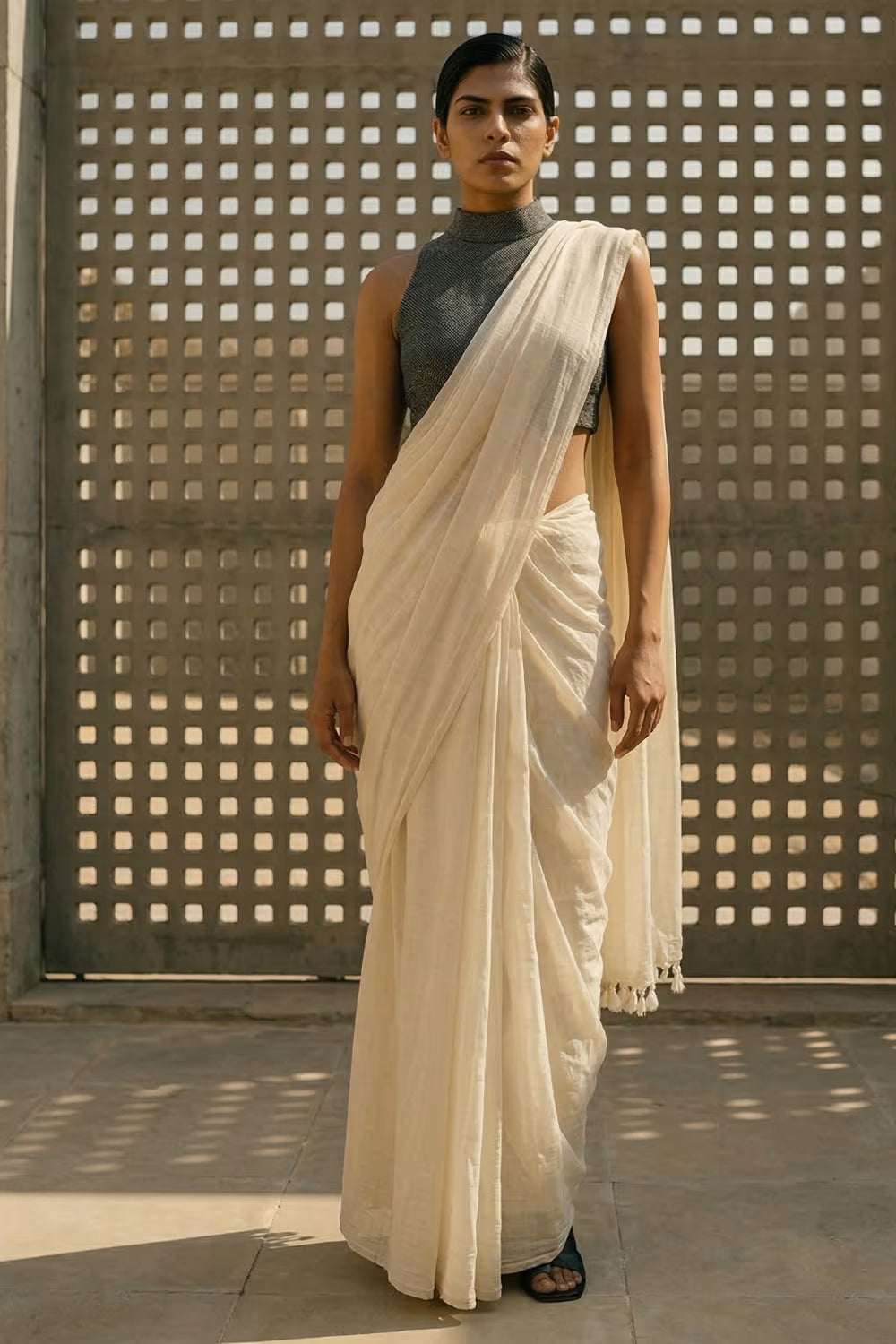 Soft Silence | Mul Cotton | Indidha Saree