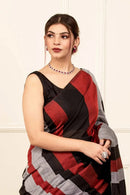 CHAUDHAVI KA CHAND | Cotton | Indidha Saree -  Chaudhavi Ka Chand – Black & Maroon Handloom Cotton Saree | Indidha  Discover the elegance of Chaudhavi Ka Chand, a handloom cotton saree in black, maroon, and grey. Lightweight, breathable, and boldly beautiful—shop now at Indidha.