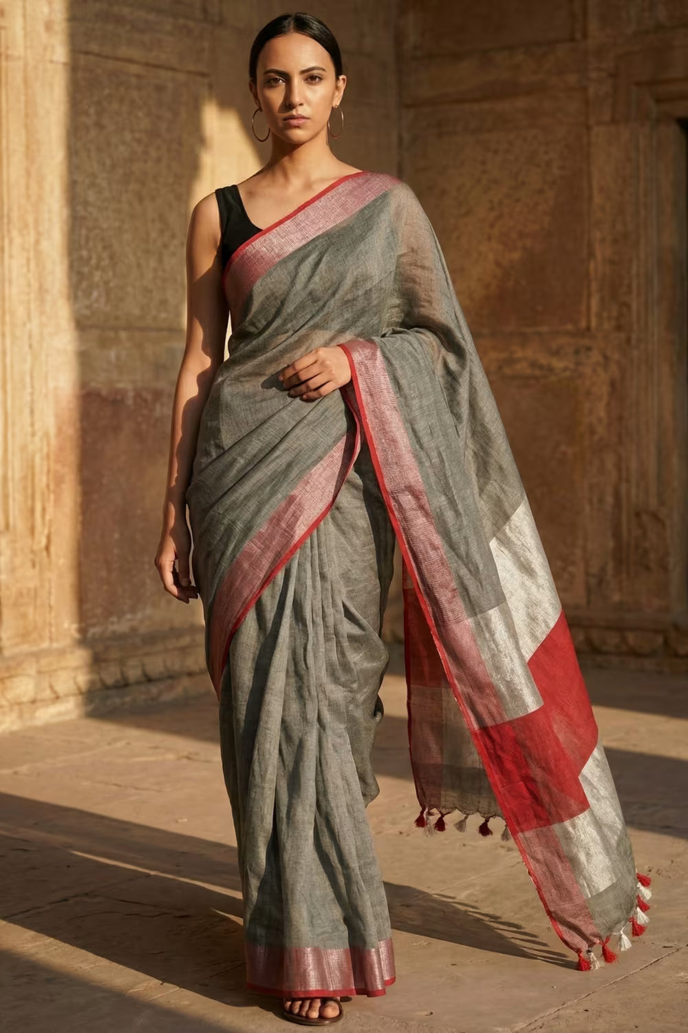 MINIMALIST GRAY | Linen by Linen | Indidha Saree