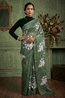 AQUA LEAF | Organza Kota Embroidery | Indidha Saree