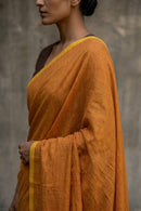 Ochre Block | Mul Cotton | Indidha Saree