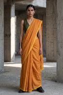 Ochre Block | Mul Cotton | Indidha Saree