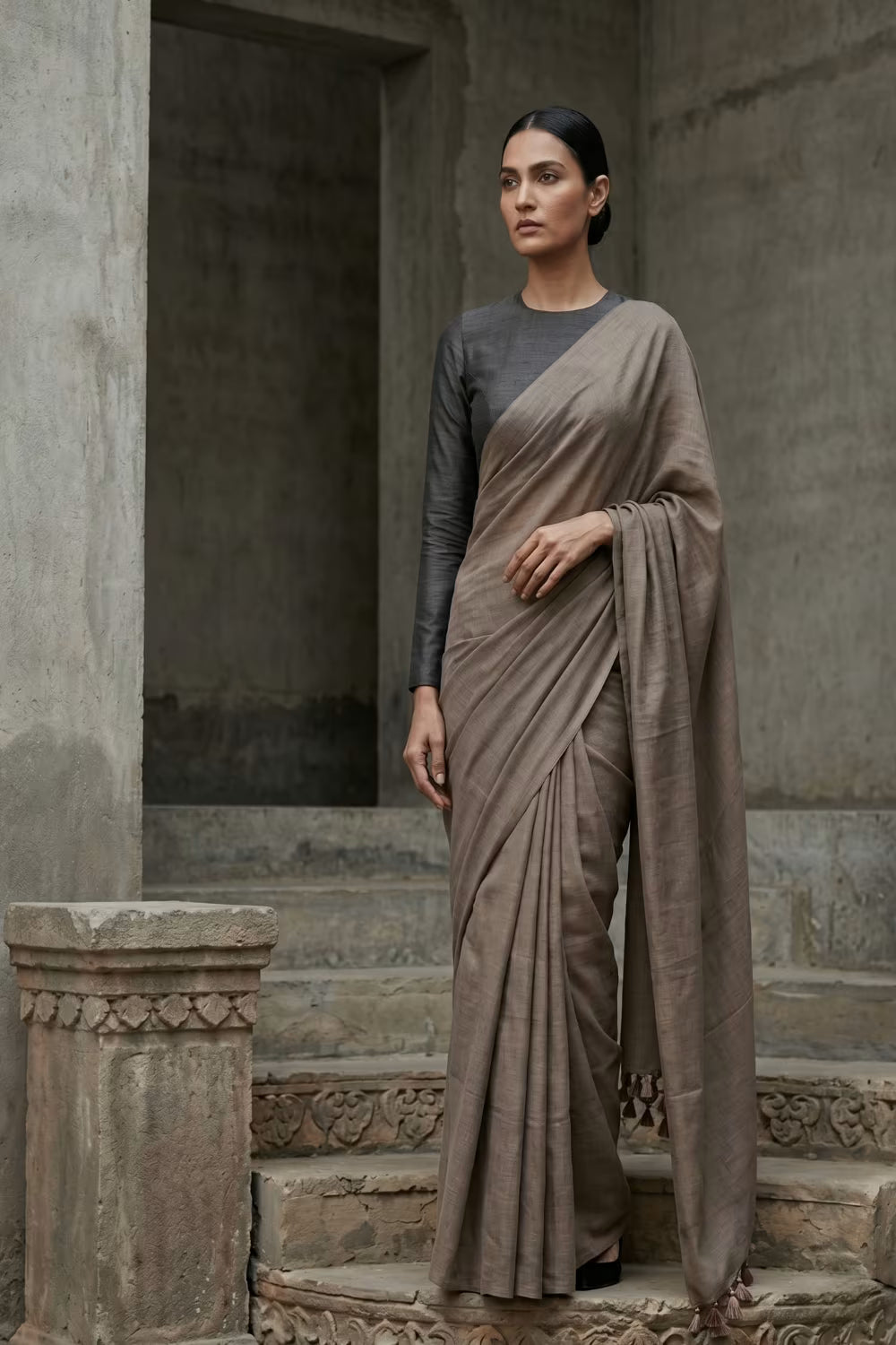 Stone Mist | Cotton | Indidha Saree