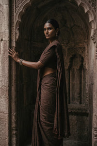 Dark Espresso | Slub Cotton | Indidha Saree