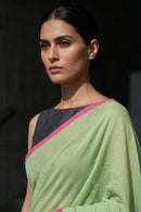 Lime Whisper | Mul Cotton | Indidha Saree