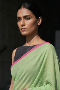Lime Whisper | Mul Cotton | Indidha Saree