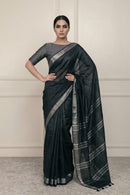 BLACK SILVER | Cotton Slub | Indidha Saree