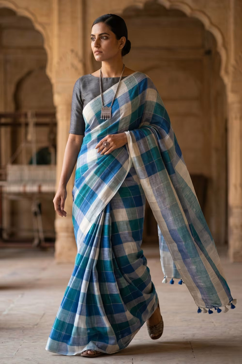 BLUE TRIBE | Linen | Indidha Saree