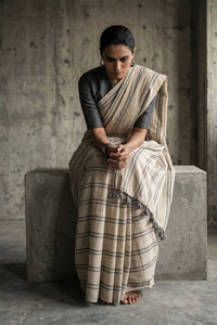 Chalk & Slate | Slub Cotton | Indidha Saree