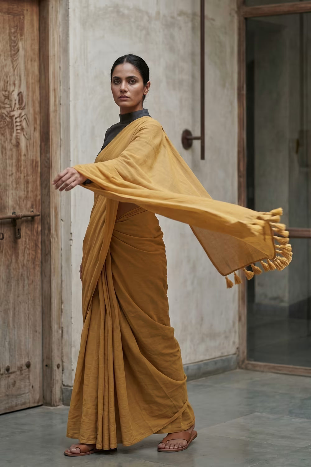 Sulphur Slab | Mul Cotton | Indidha Saree