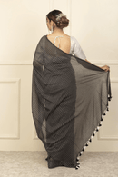 PRISHA | Mul Cotton | Indidha Saree -  Prisha: Pure Mul Cotton Handloom Saree | Indidha  Shop 'Prisha' – a breathable pure mul cotton saree in elegant black & white stripes. Lightweight, handloom-woven & perfect for all-day wear.