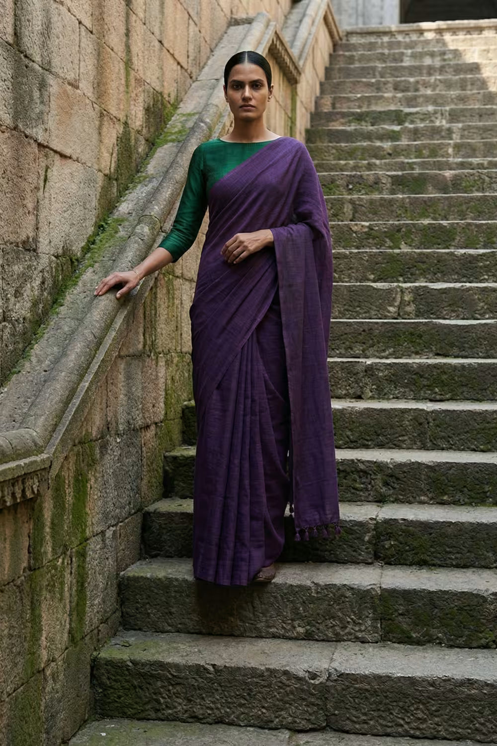 Plum Poise | Slub Cotton | Indidha Saree