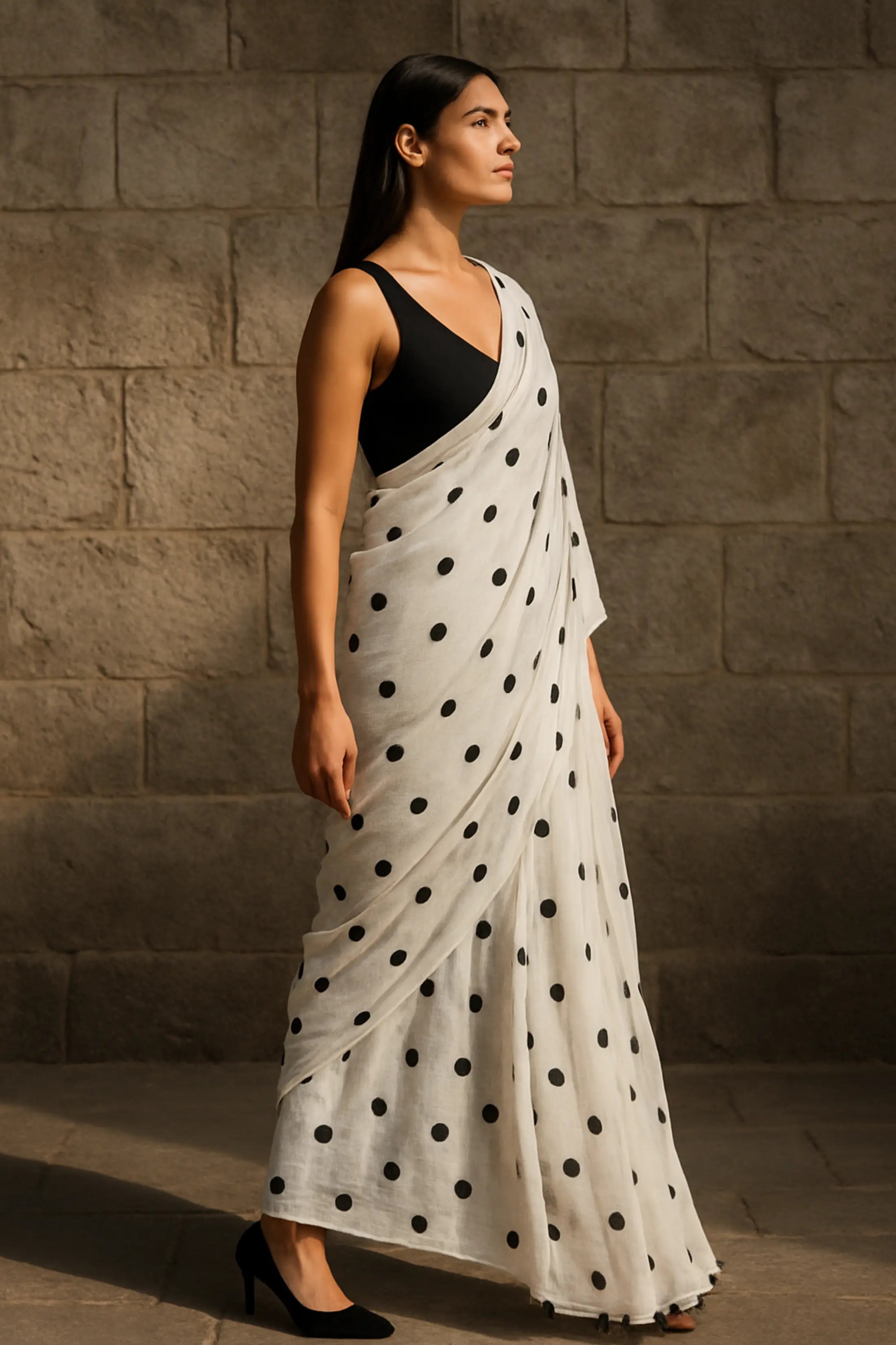 FULL MOON | Mul Cotton | Indidha Saree -  Buy Full Moon Saree – Light & Ethereal Drapes  Its lightweight design drapes effortlessly and enhances your look for any occasion. Add to your everyday style with this chic and versatile piece.